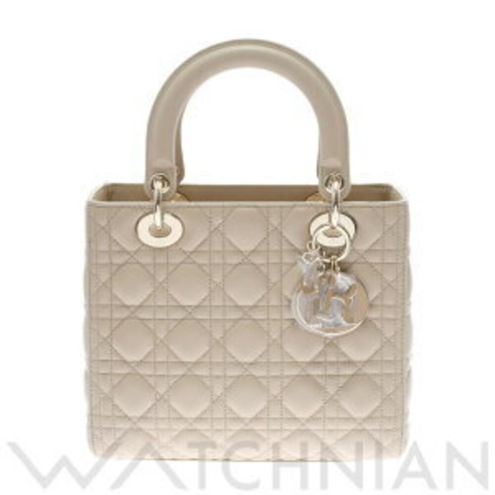 Christian Dior Lady Handbag Taupe Cream Beige Lambskin - Picture 1 of 9